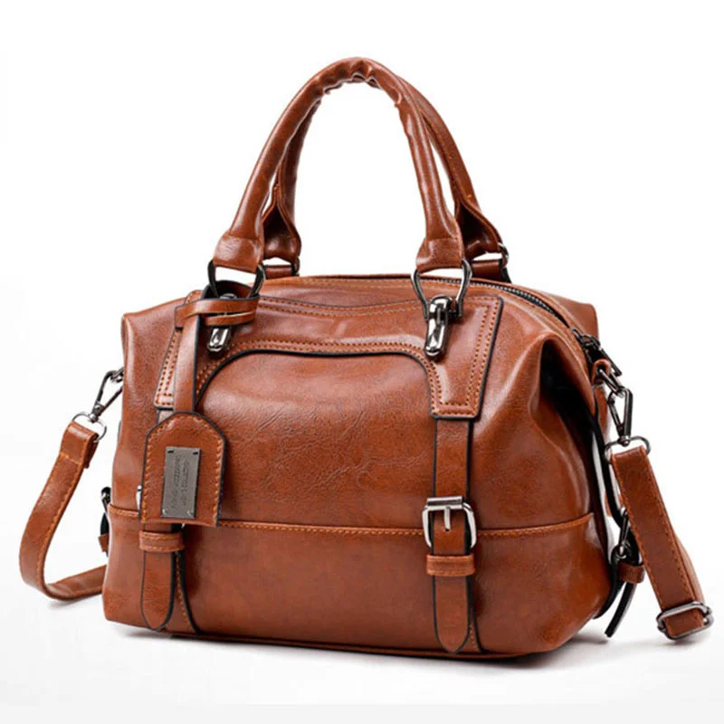 

Модная женская сумка на плечо 2021, сумка из масляной вощеной кожи, женская сумочка от известного бренда, дизайнерские мягкие сумки через плеч...