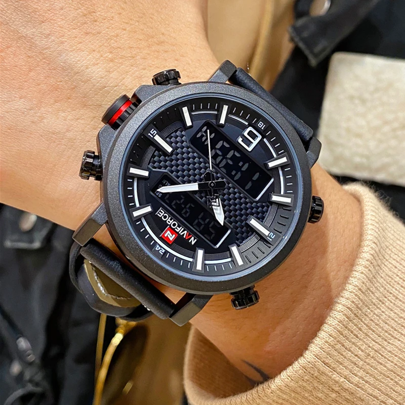 NAVIFORCE Лидирующий бренд Для мужчин армии спортивные часы Водонепроницаемый