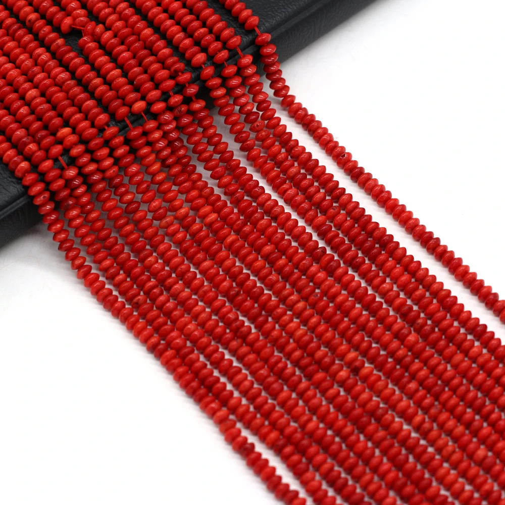 

2x3mm Natural Red Coral Beads Abacus Shape Through Hole Loose Spacer Beads for Jewelry Making DIY Necklace Bracelet Accessories