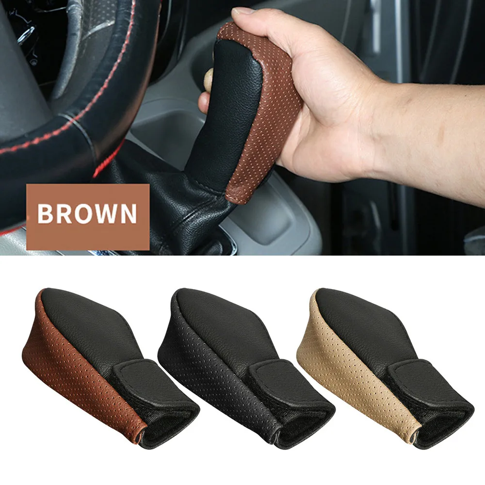 

1PC Handbrake Protective Cover Car Hand Shift Knob Leather Protector High Quality