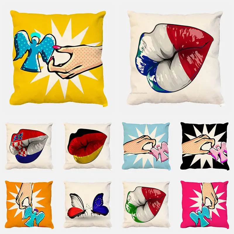 Красота женская Италия Париж Лондон сексуальные губы декоративная наволочка для