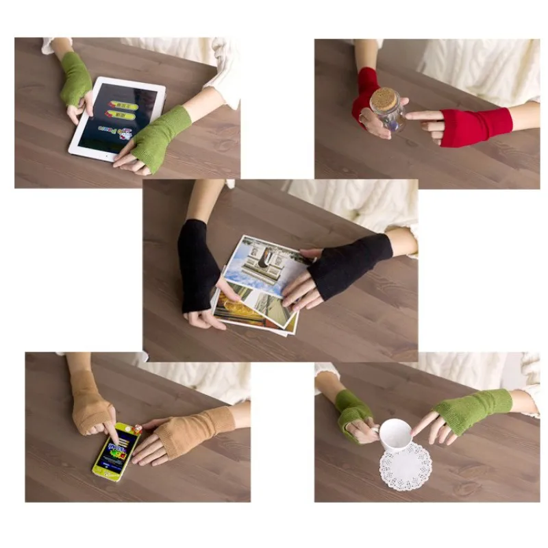 

1 Paar Vrouwen Effen Kasjmier Warme Winter Gloveswinter Handschoenen Vrouwelijke Vingerloze Handschoenen Vrouwen Hand Pols
