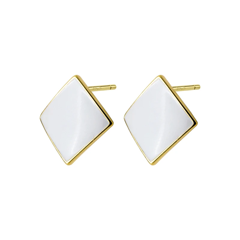 

LKO Classic Fashion Epoxy Square 925 Sterling Silver Stud Earrings For Women Girls Friend Gifts Daily Style Earrings Ornaments