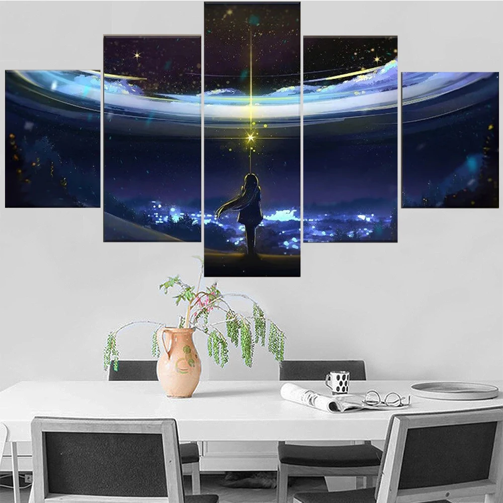 

5 Pieces Wall Art Canvas Painting Anime Character Poster Modern Living Room Bedroom Home Decoration Modular Framework Pictures