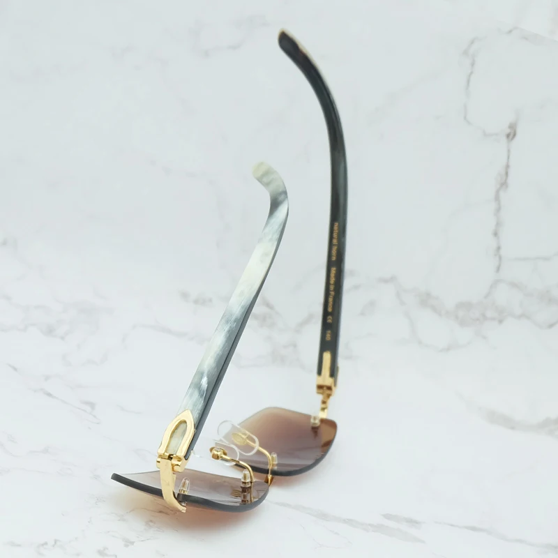 

Luxury Square Sunglasses Genuine Buffalo Horn Glasses Mens Brand Designer Sunglasses Vintage Carter Buffs Rimless Carters Glass
