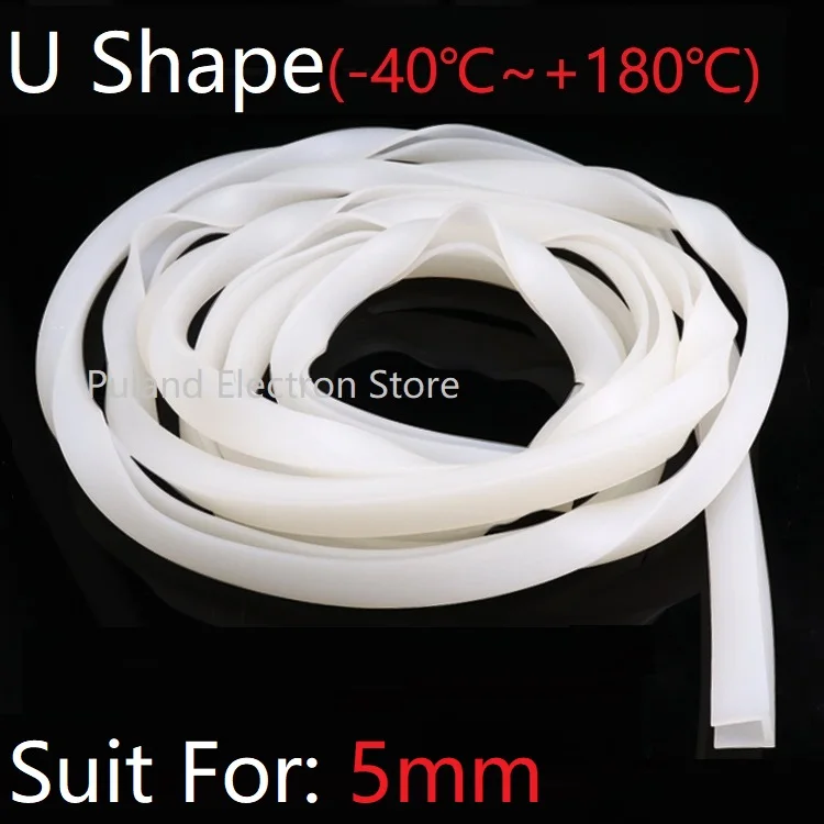 

U Shape Seal Strip 5mm Channel Silicone Rubber Wrap Slid Window Car Door Shower Frameless Glass Edge Weatherstrip Soft Protect