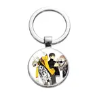 Брелок SONGDA аниме 19 дней, брелок для ключей Xian Hetian Jian Yi, шарм, Мультяшные фигурки, стекло, художественная картина, Круглый Кулон, держатель для ключей