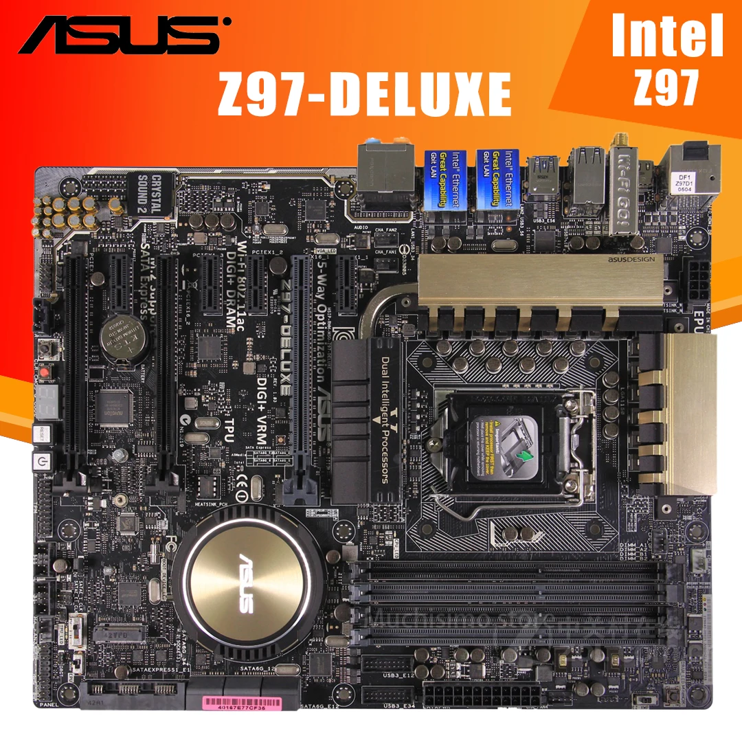 Verkauf LGA 1150 Asus Z97-Deluxe Motherboard Intel Z97 I7 I5 I3 DDR3 PCI-E 3,0 M.2 USB 3,1 HDMI Display Port Desktop Z97 Placa-Mãe 1150