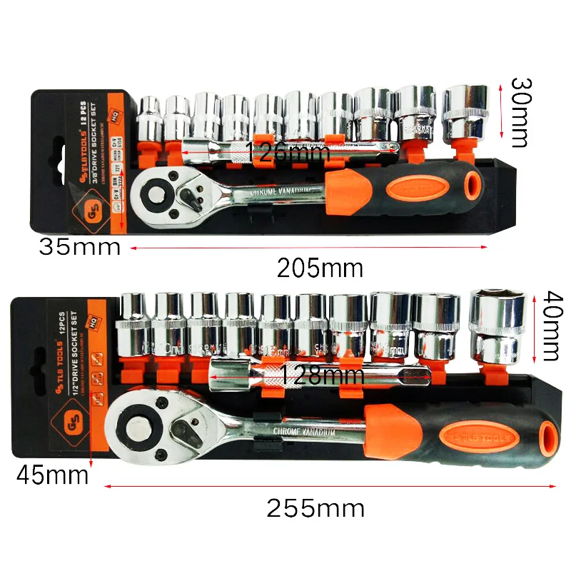 Набор торцевых ключей CRV с реверсивным храповым механизмом 1/4 дюйма 3/8 1/2