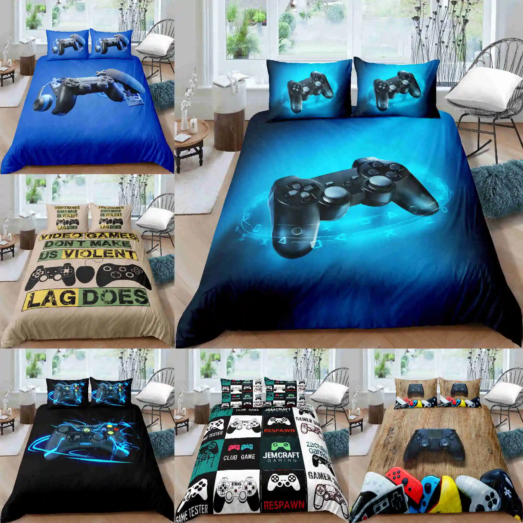Gamer Playstation Bedding Set For Bedroom Soft Bedspreads Comefortable Duvet Cover Quality Quilt Cover And Pillowcase