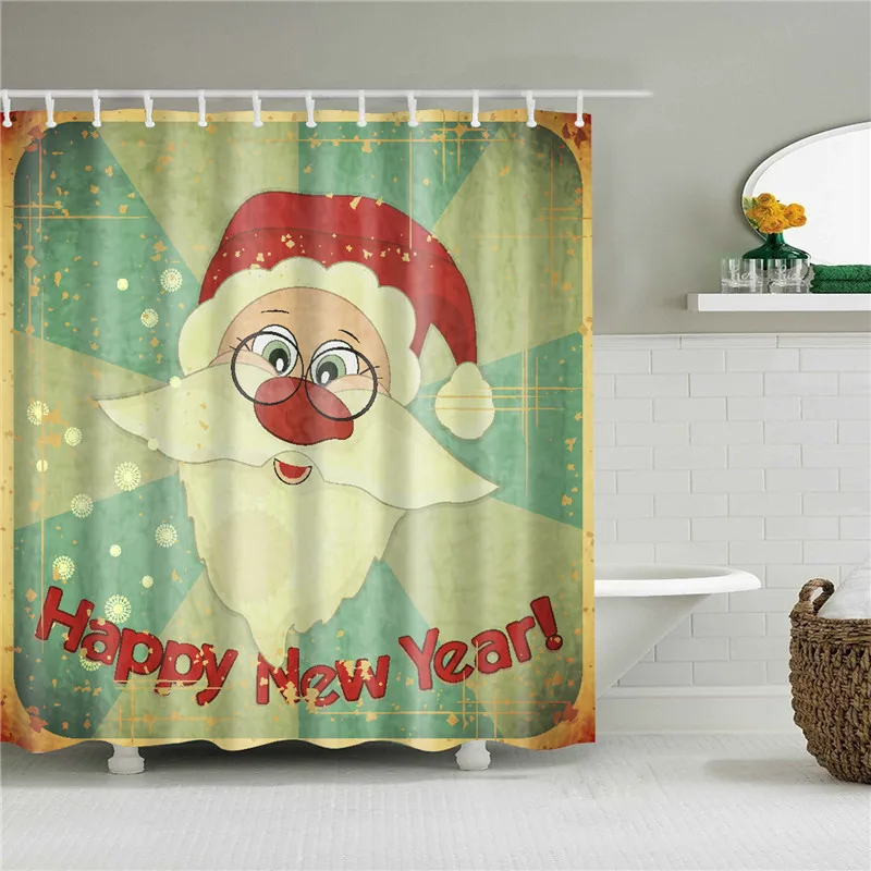 B1030 Рождественская печатная занавеска для ванной, занавеска для ванной, водонепроницаемая полиэфирная ткань, занавески для ванной, украшение для дома - Цвет: B1030