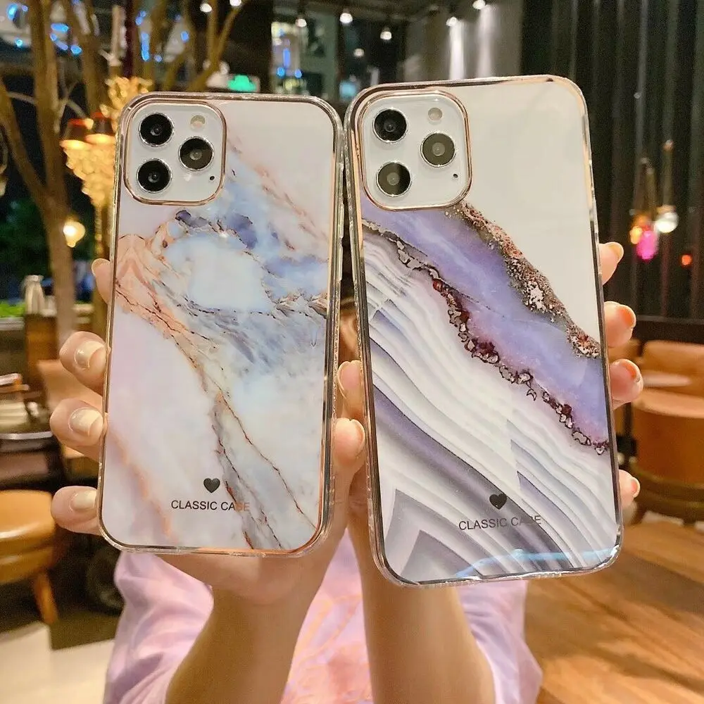 

Case for iPhone 12 13 Pro Max ShockProof Marble Phone Cover Silicon Hard Back