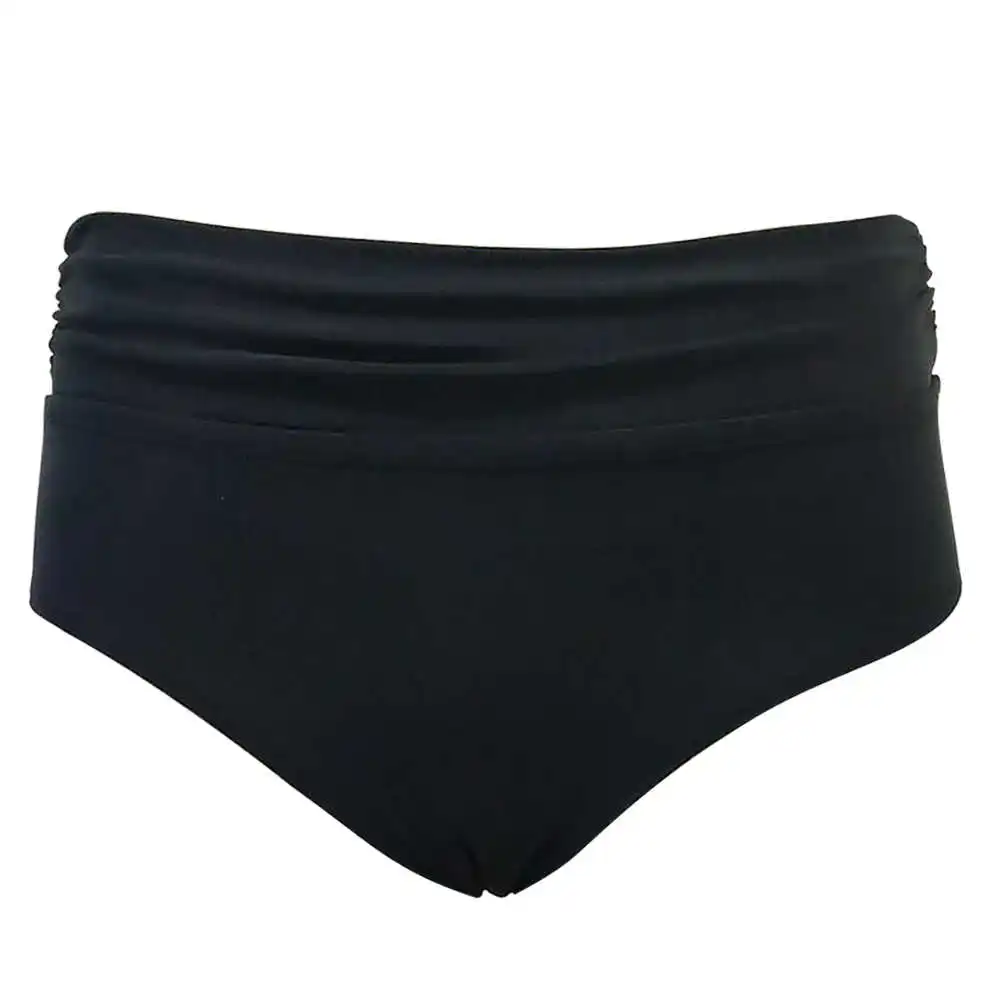 

Plus Size Swimwear Women Black Tankini Tummy Control Swimwear Tank Top Retro Solid Swimsuit With Shorts Two Piece Bathing Suit