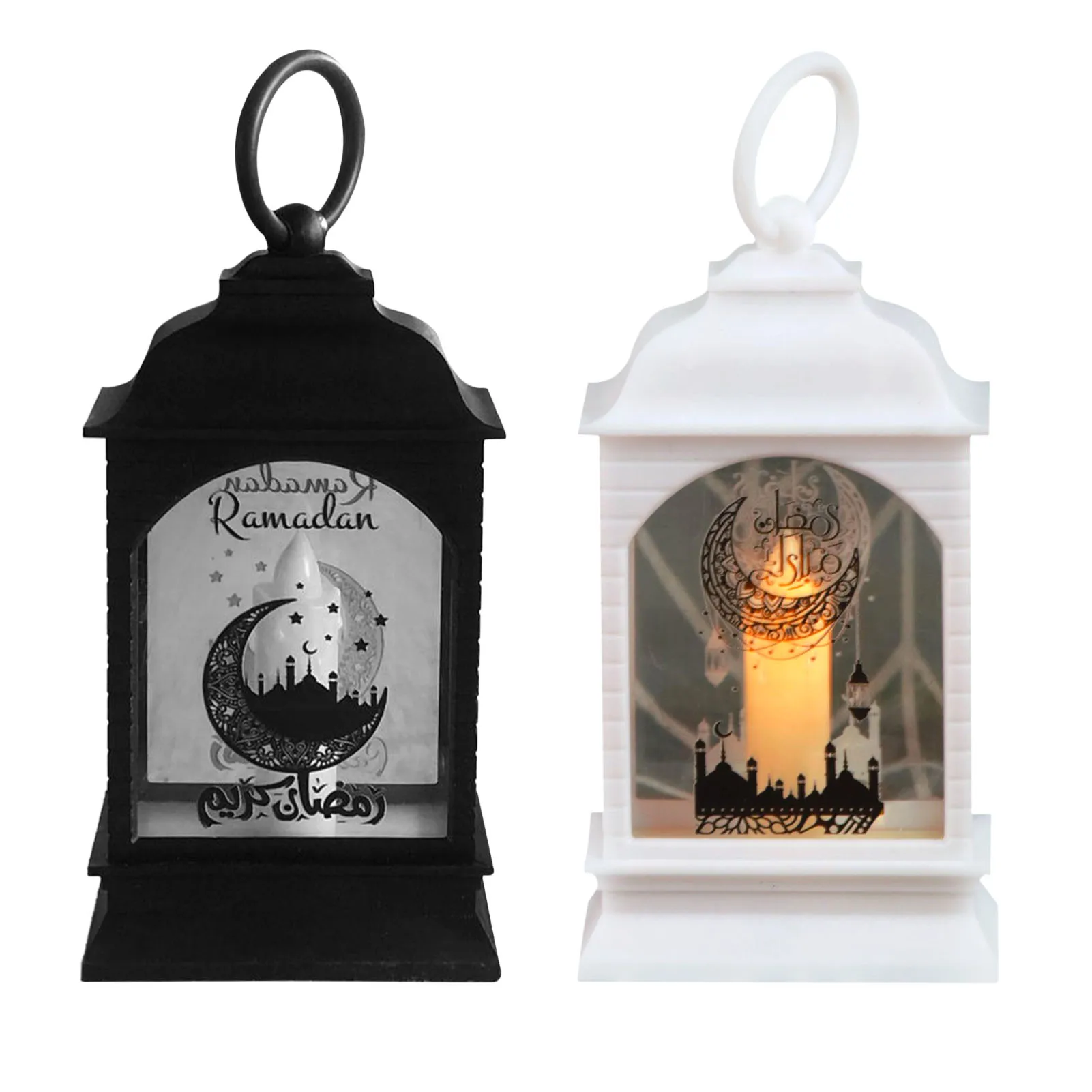 2 шт. ветер фонари украшения на Рамадан ИД Мубарак Moon свечи светодиодный лампы