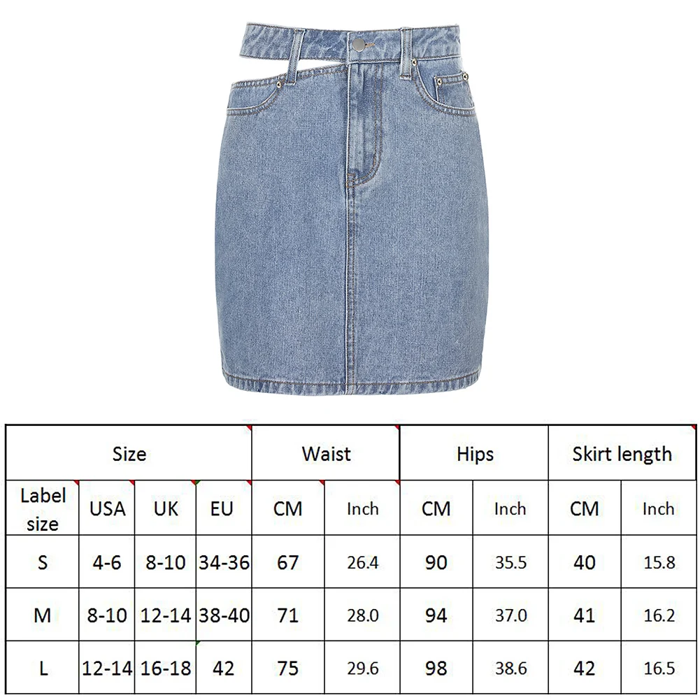 

Women High Waist Denim Party Skirt 2020 Hollow Button Zipper Mini A-Line Skirt Ladies Sexy Clothes Female Night Club Wear