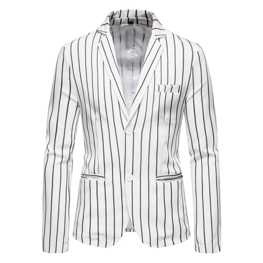 

Blazer Men 2020 Spring and Autumn New High-quality Men's Pure Color Striped Single-breasted Slim Casual Mens Suits Blazers