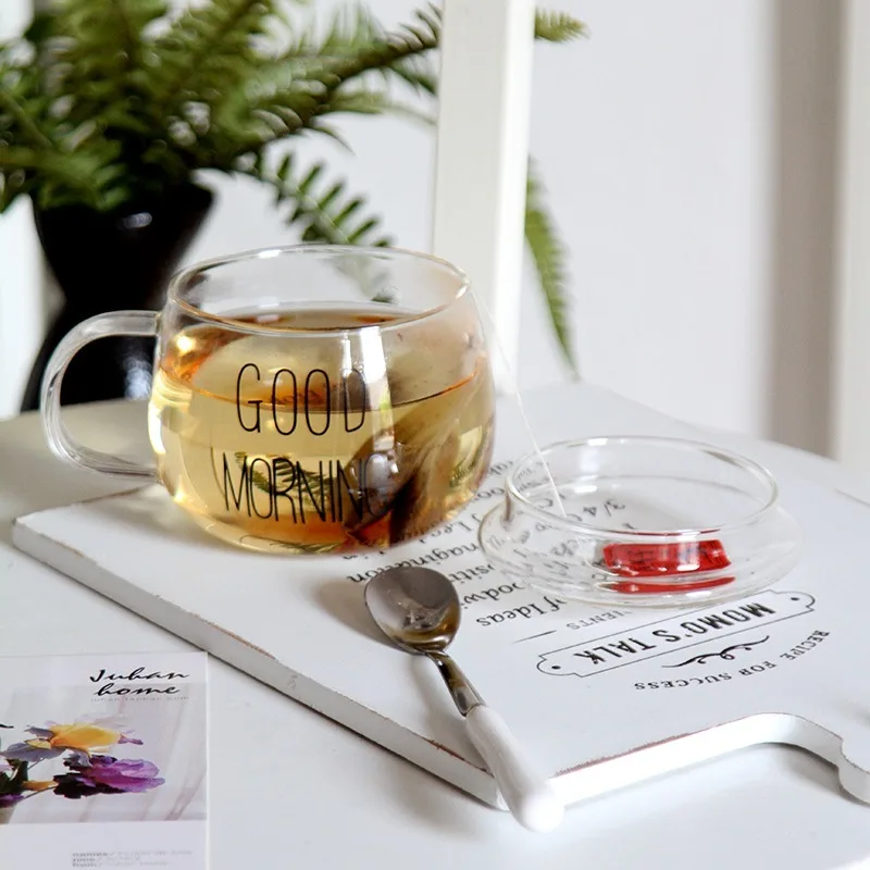 Креативная стеклянная кружка 350 мл с надписью чашка для воды молочным соком кофе