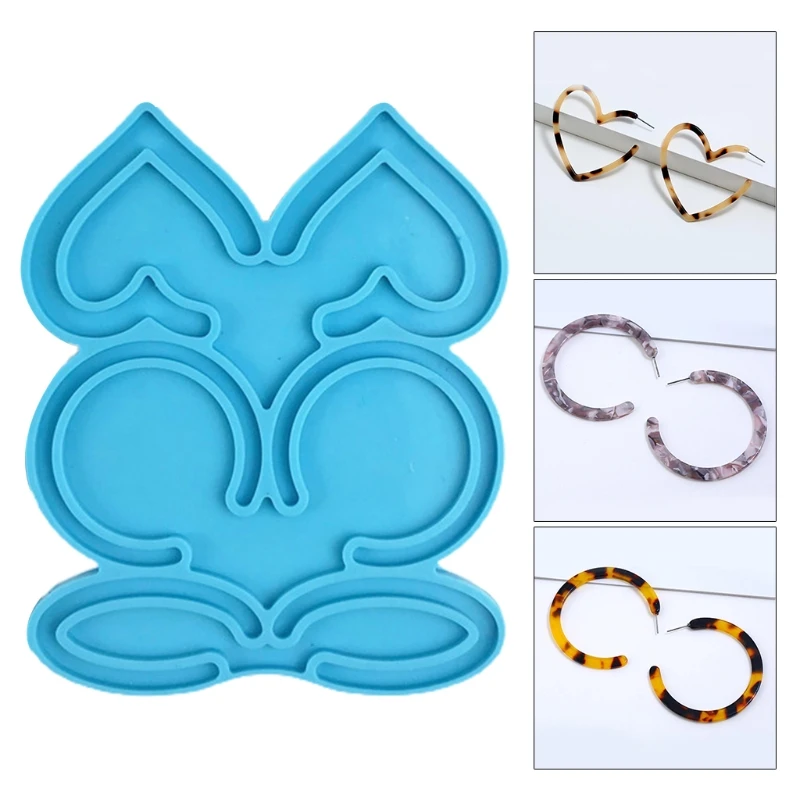 

Oval Love Heart Round Style Earrings Epoxy Resin Mold Ear Studs Dangle Casting Silicone Mould DIY Crafts Jewelry Pendant