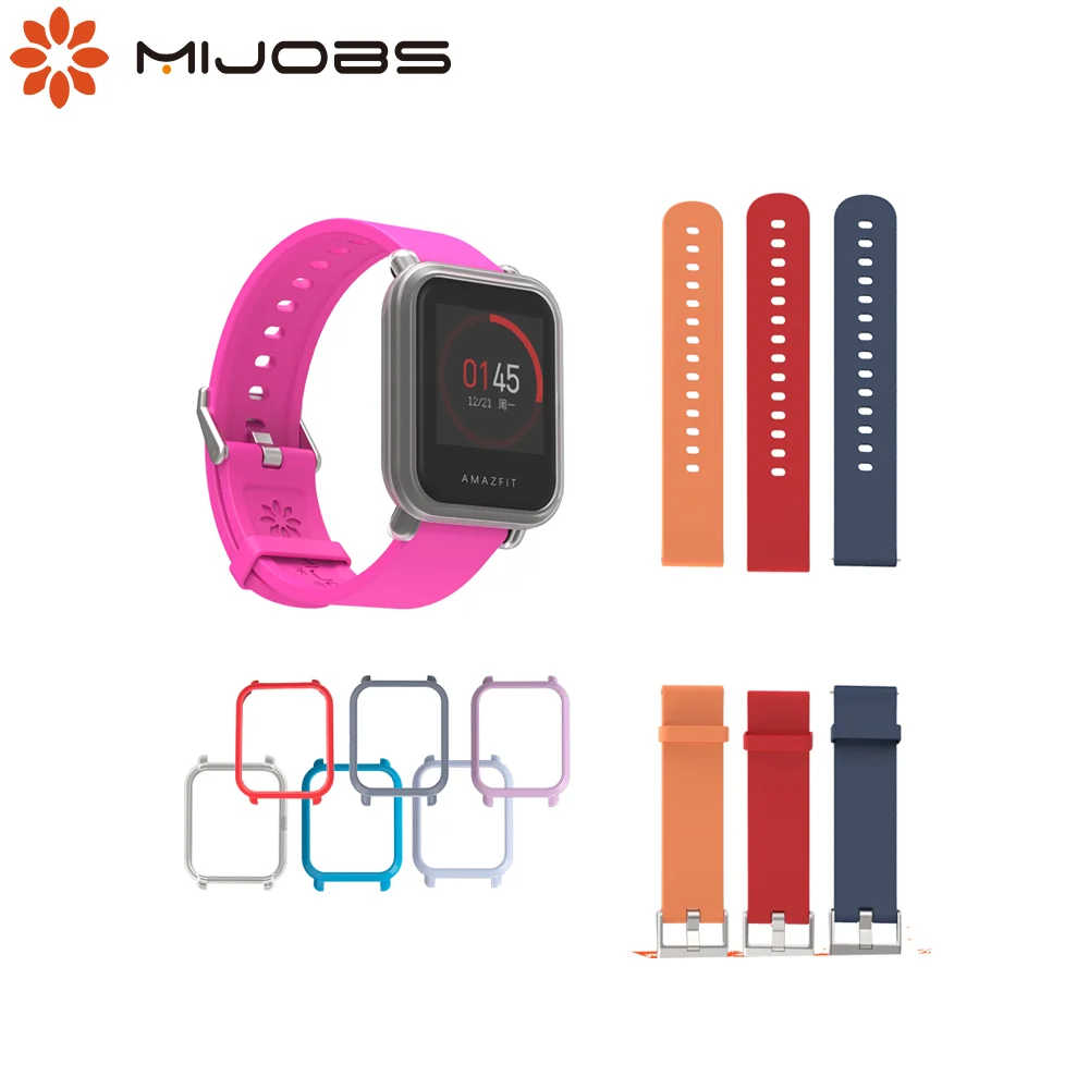 Силиконовый защитный чехол Mijobs 20 мм для Xiaomi Huami Amazfit Bip BIT PACE Lite Correa пластиковый