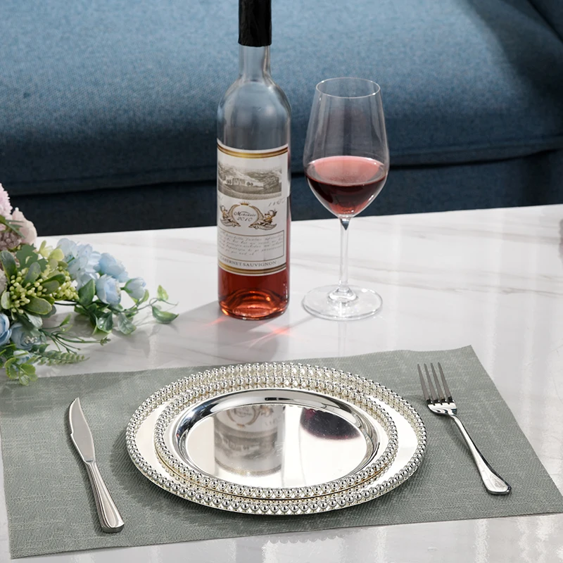 

Metal sliver Kitchen supplies Cake Desserts Fruits Foods Trays For Wedding Tableware Decoration Home Table Cosmetic Storage Tray