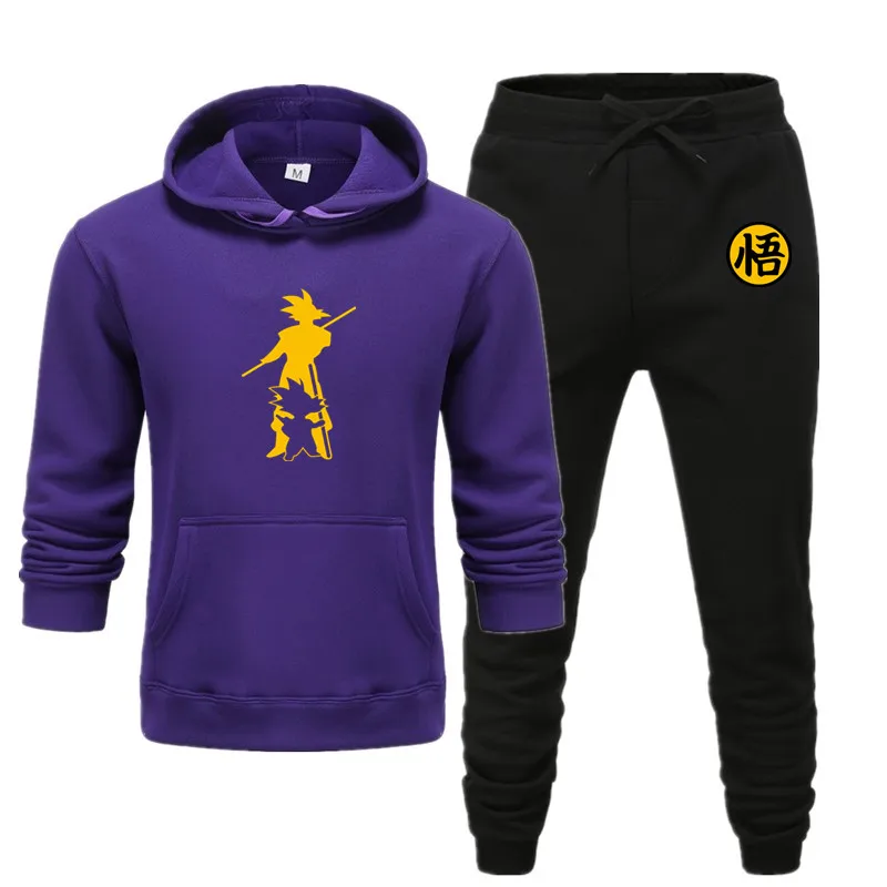 new men's hoodie suit autumn and winter warm clothing fashion printing street hoodie suit running jogging sports suit - Цвет: 24