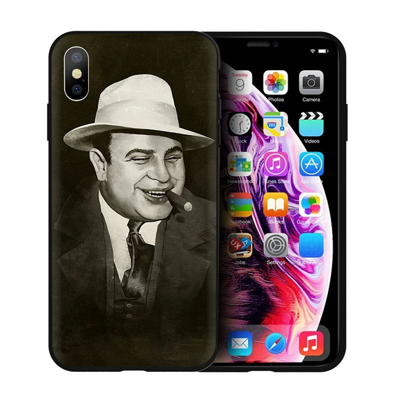EWAU Al Capone Гангстер Scarface Мягкий силиконовый чехол для телефона iPhone 5 5S SE 6 6s 7 8 plus X XR XS Max - Цвет: B2