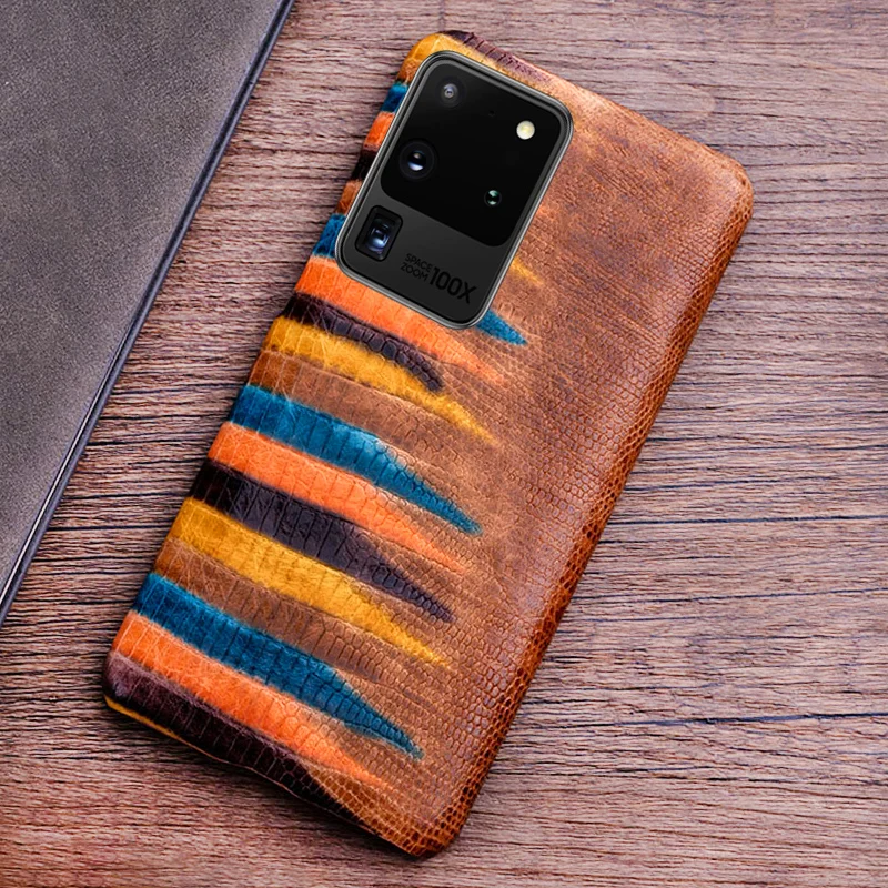 

Чехол из натуральной кожи для Samsung Galaxy S22 S21 S10e Note 10 20, Ультратонкий чехол с цветными полосками из воловьей кожи для S8 S9 plus, чехол