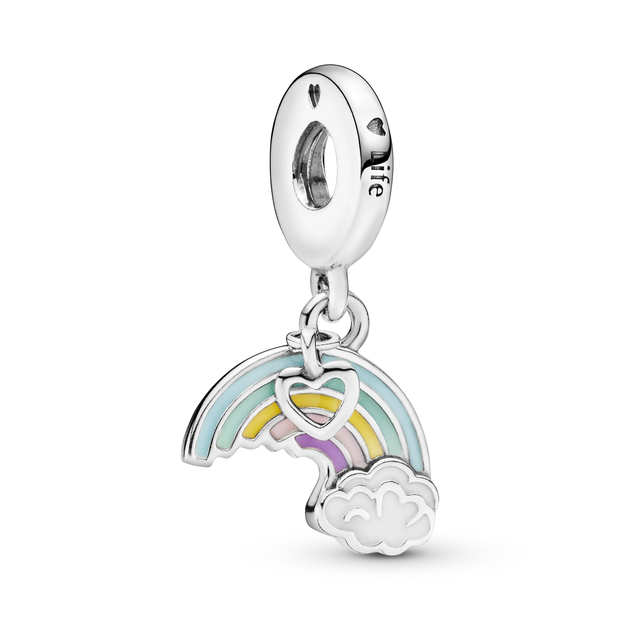 

Hot Sale Real 925 Sterling Silver Rainbow and Cloud Dangle Beads Fit Original Pandora Bracelets DIY Jewelry Making For Women