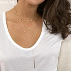 Богемное модное золотистое серебряное прямоугольное ожерелье с блестками для женщин, новое винтажное Многоуровневое ожерелье 2020, ювелирное изделие, подарок