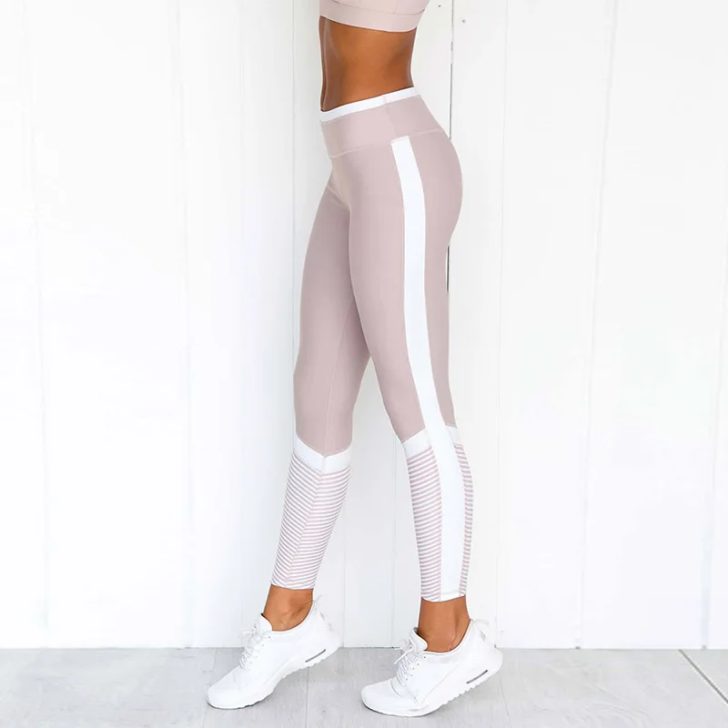 

Fashion Patchwork Striped Print Fitness Leggings For Women Workout Quick Dry Gothic Sporting Pants Elastic Workout Leggins
