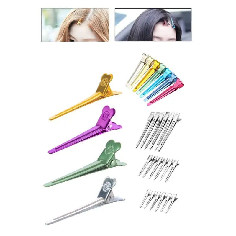 

20Pcs Salon Dividing Duck Bill Clips Multicolor Metal Hairdressing Sectioning Non-Slip Alligator Hair Pins with Box