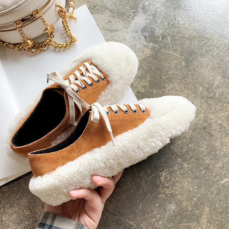 

Asumer 2021 New Arrive Flat Shoes Women Top Quality Lace Up Single Shoes Comfortable Warm Winter Casual Shoes Black 41