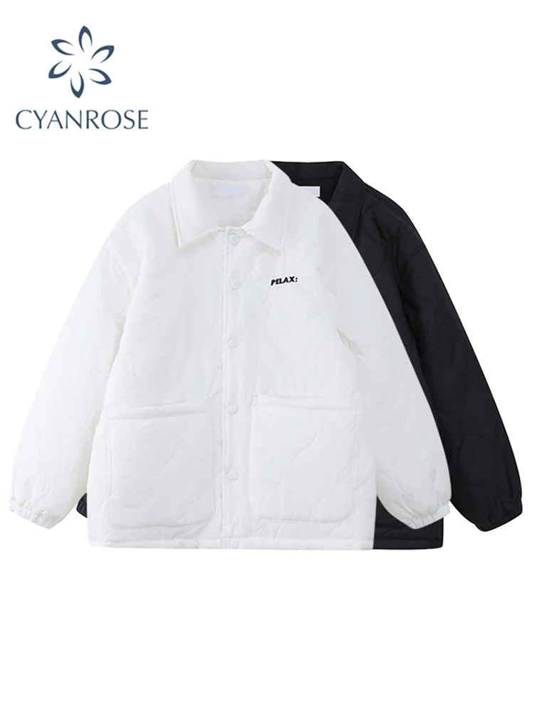 

2021 Winter Women Warm Parka Down Cotton Jacket Female Vintage Casual Trendy Pocket Loose High Street Outwear Cotton-padded Coat