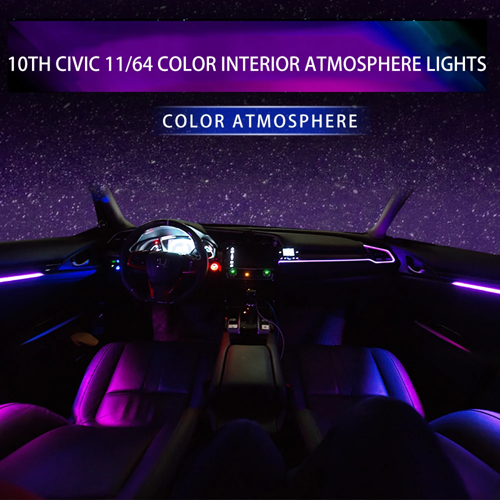 Подходит для Honda civic 2016 2019 интерьер атмосферу светильник 10th светодиод интерьера