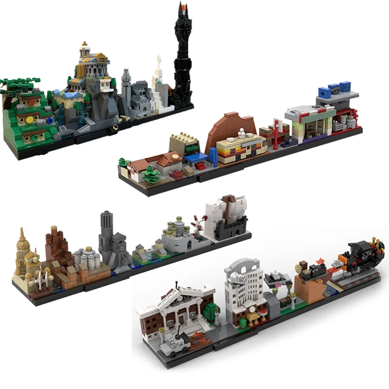 

MOC Skyline Architecture Building Blocks Back to the Future City Street View DIY Castle Model Bricks Collection Toy for Children