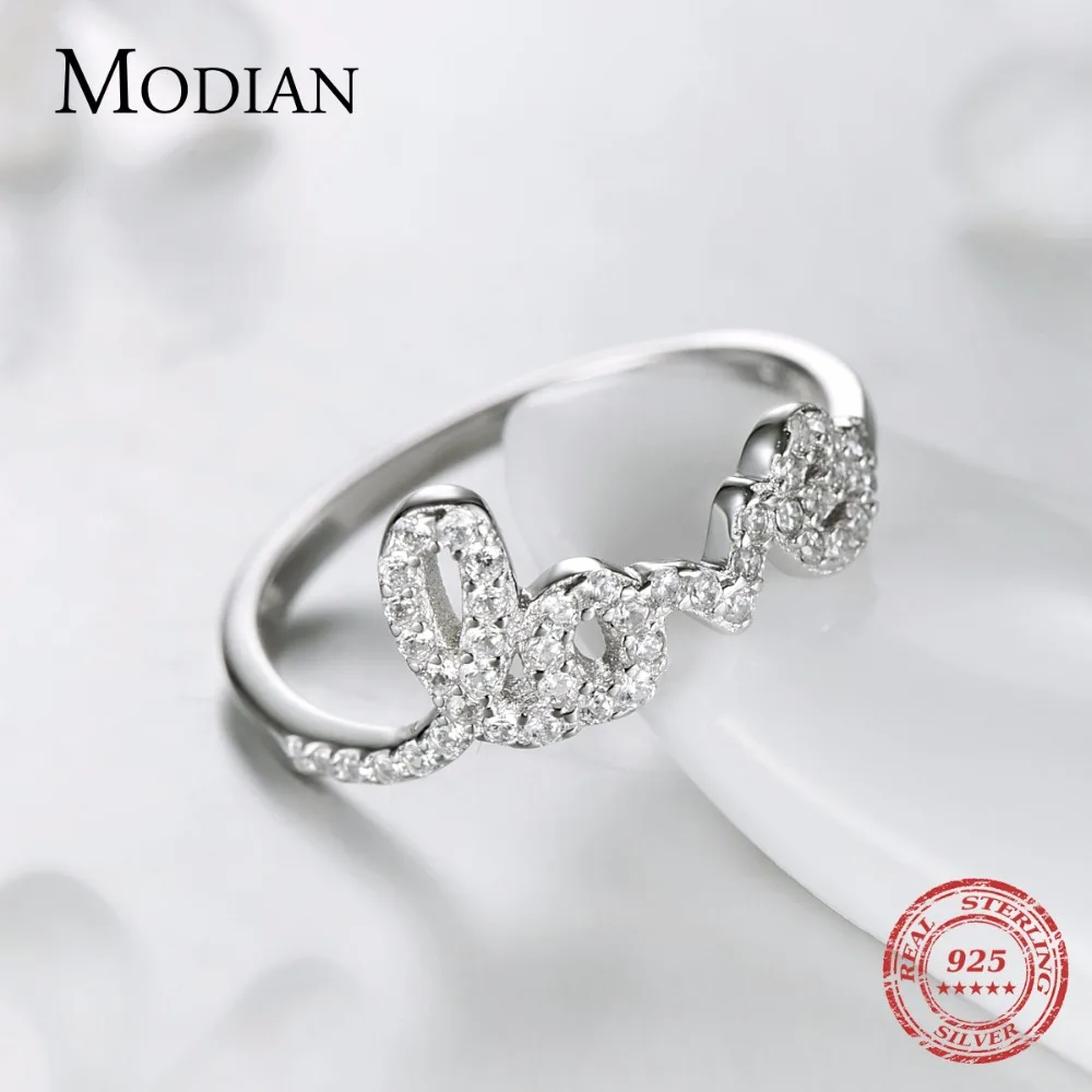Modian 2021 новый 100% 925 пробы серебряные кольца Forever Love кубического циркония с