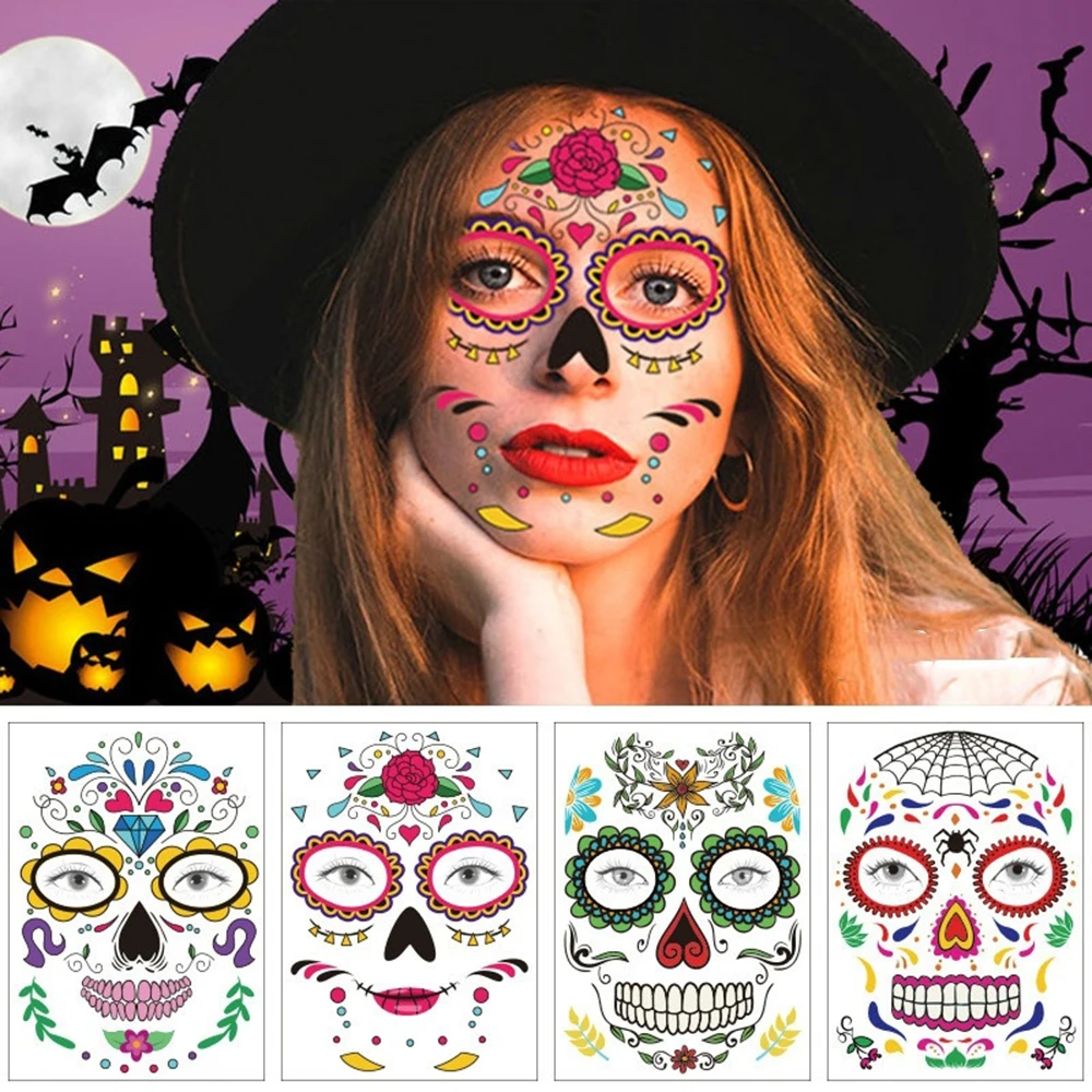 1 шт. популярные специальные водостойкие наклейки с черепом на лицо временная