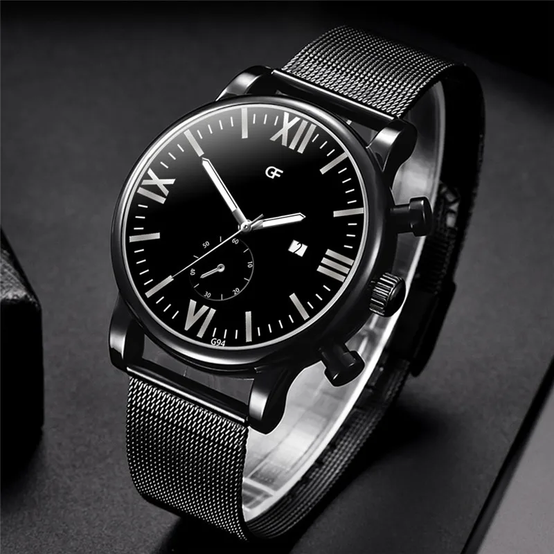 Бизнес Для мужчин часы сплава сетки высокое качество кварцевые римские цифровые