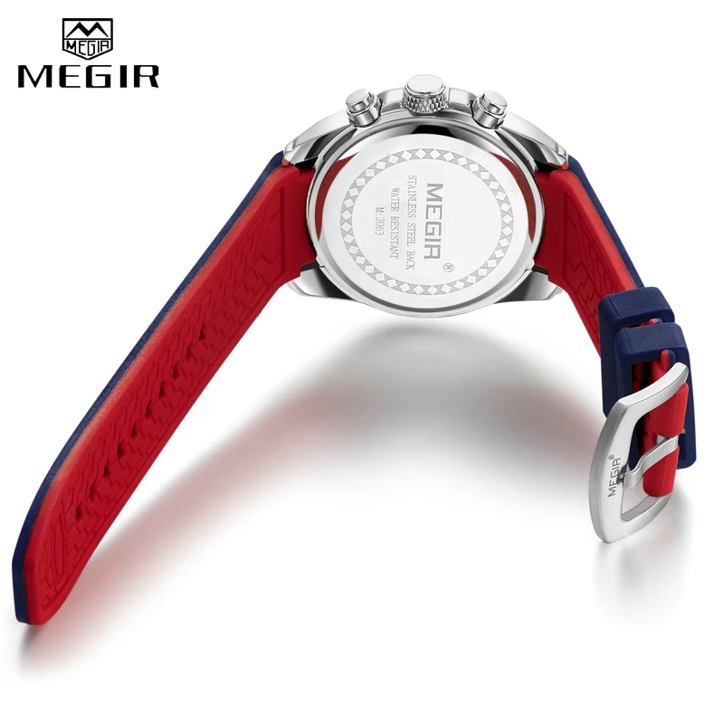 

2021 MEGIR Watch Top Brand Mens Watches with Chronograph Waterproof Silicone Sport Wristwatch Men Watch Analog Quartz Relogio