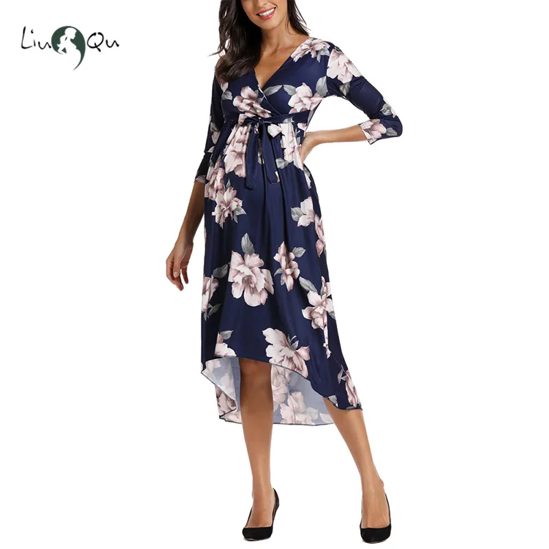 Женское элегантное платье с v-образным вырезом для беременных необычное