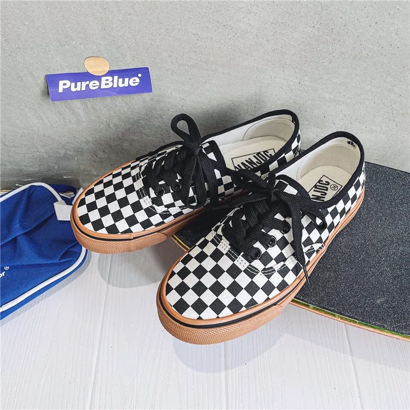 

Классические холщовые кроссовки унисекс в клетку, дышащие, пригодные для носки, на плоской подошве, повседневная спортивная обувь для скейт...