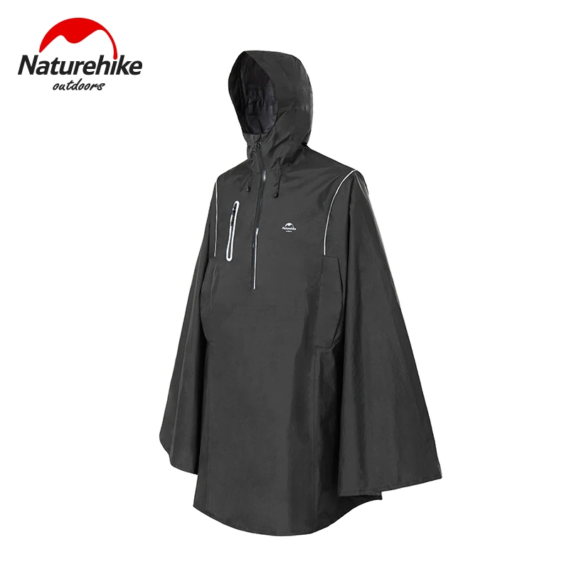 

Naturehike Black Fashion Adult Waterproof And Breathable Long Poncho Multifunctional Hooded Outdoor Hiking Riding Raincoat