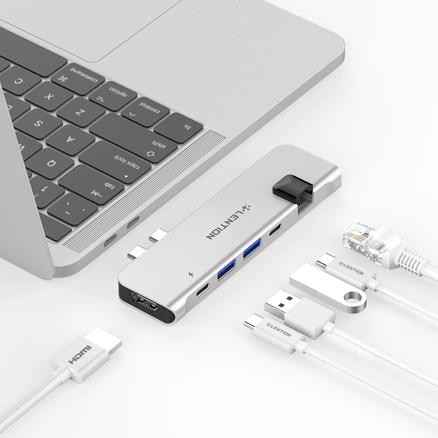 

USB C Hub with 40Gbps Thunderbolt 3, 60W Power Delivery, 4K HDMI, 2 USB 3.0, Type C, Gigabit Ethernet Adapter for New Mac Air