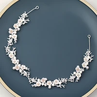 fashion hair jewelry crystal pearl flower wedding headpiece gold silver color bridal headband wedding hair accessories ornaments