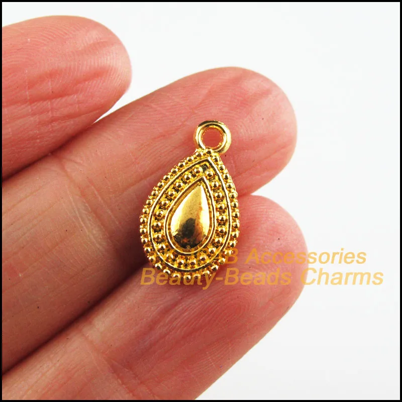 Модные подвески 25 шт. золотого цвета сделай сам в форме капли воды с цветком 10x мм |