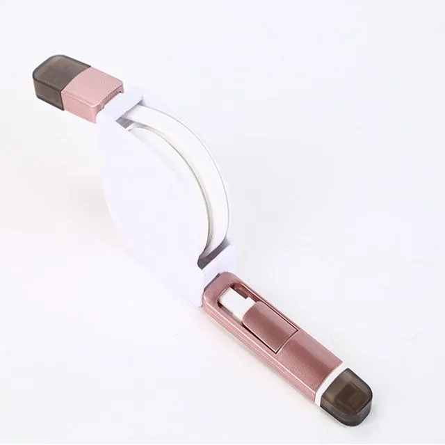 USB КАБЕЛЬ 2В1 IPHONE 5/5S/6/6S/MICROUSB &quotРУЛЕТКА&quot белый | Мобильные телефоны и аксессуары