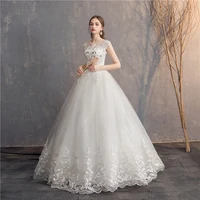 macdugal new simple o neck diamond lace beaded wedding dress prom cheap princess retro charming temperament