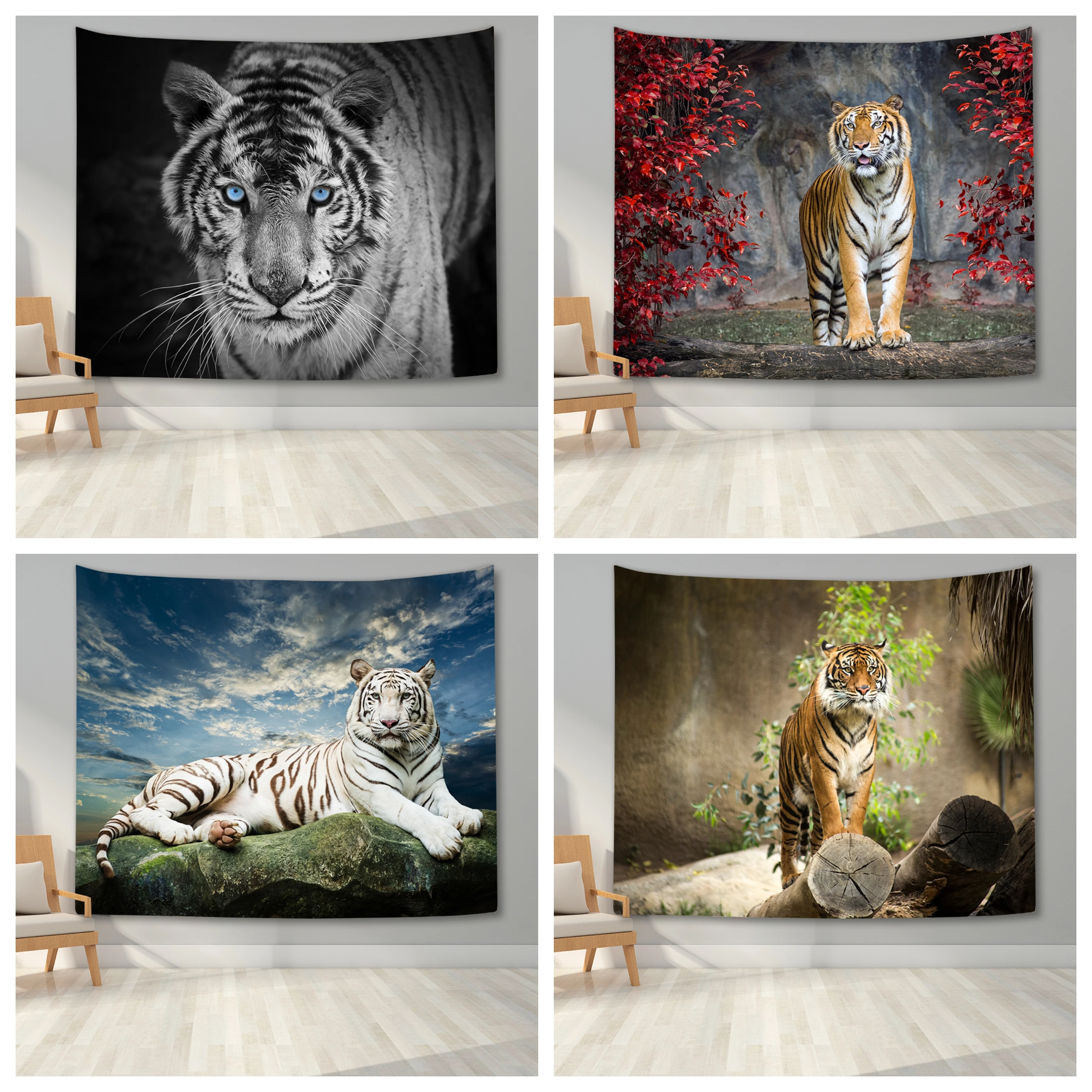 

Дикое гобелен с животными спальня лес гобелен с изображением тигра Настенное подвесное художественное настенное одеяло для общежития дома...