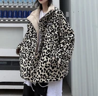 leopard print women fleece jackets motorcycle jacket faux lamb fur kawaii coat teddy fur coat fleece parkas cropped stripeed