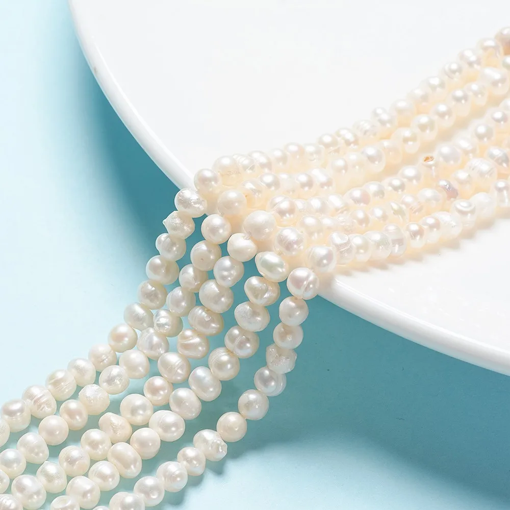 

Potato Natural Cultured Freshwater Pearl Beads Strands Seashell Color, 5~6mm, Hole: 0.8mm; about 65~72pcs/strand,